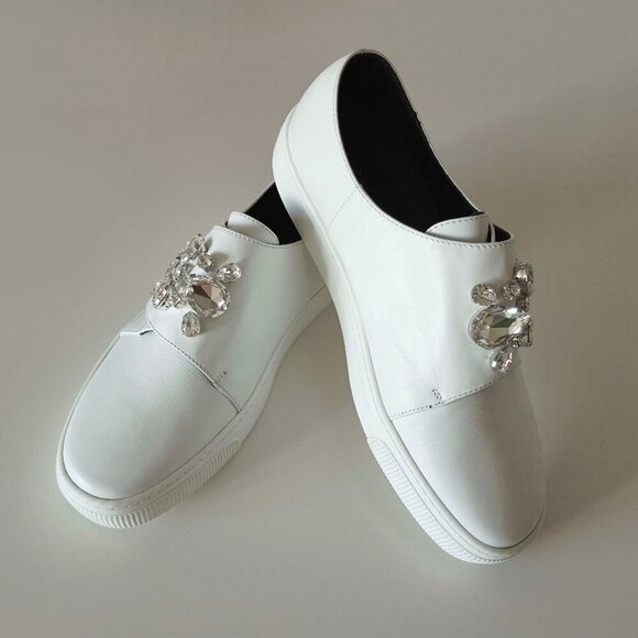 NIB / NWT ZCD Montreal white leather and crystal embellished sneakers, EU 41 - Picture 5 of 12